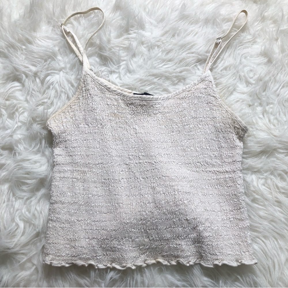 Brandy Melville tank top ribbed scrunched crop tops shirt white spring summer